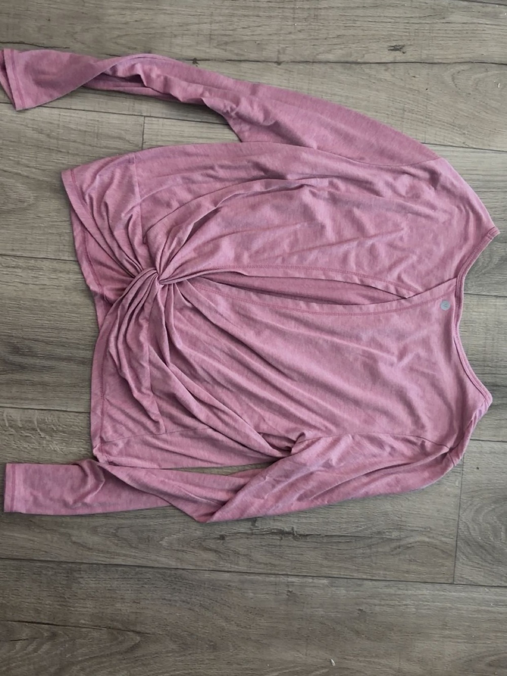 Women's Pink Knot-Front Long Sleeve Top: size xl